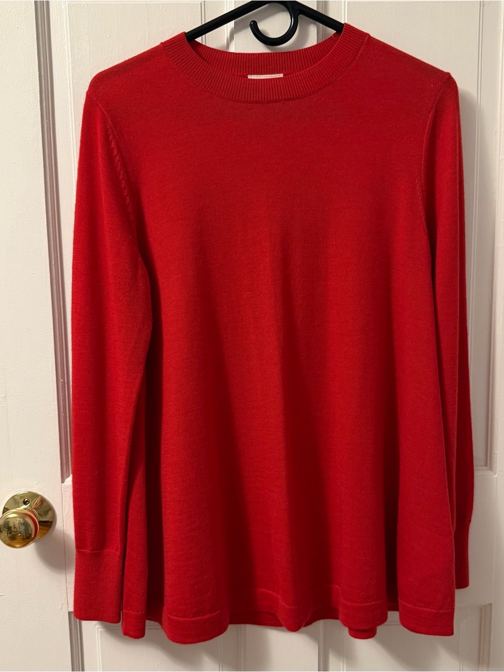 Gap Women’s Red 100% Merino Wool Long Sleeve Crew Neck Tunic Sweater, Size S